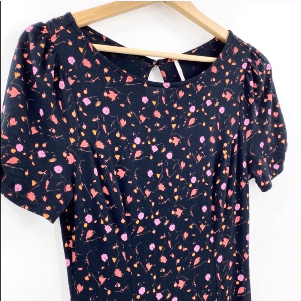 NWOT FREE PEOPLE floral puff sleeve midi dress - Picture 14 of 16